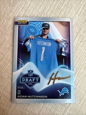 Panini Instant Aidan Hutchinson Jersey Reveal Light Blue  White 3/5 IN THE WORLD